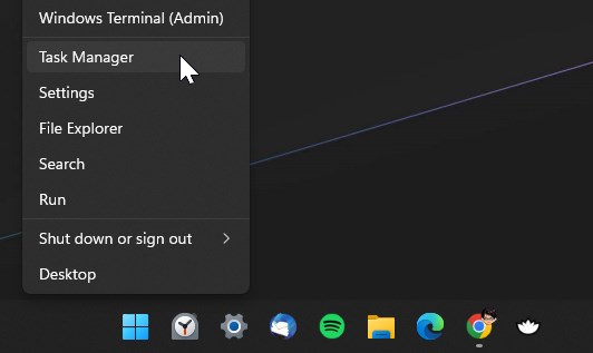 タスクバーを開く